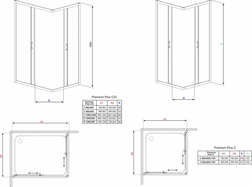 Душевой уголок Radaway Premium Plus C 80x80x170 прозрачное/хром фото 8 душевой уголок radaway premium plus c 80x80x170 прозрачное/хром фото 8