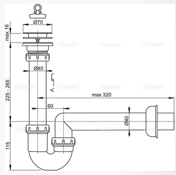 Сифон трубчатый Alcaplast A80-DN50 фото 3 сифон трубчатый alcaplast a80-dn50 фото 3
