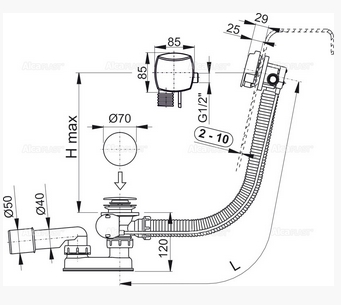 Сифон для ванны Alcaplast A564CRM1 фото 3 сифон для ванны alcaplast a564crm1 фото 3