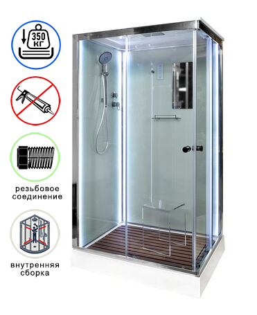 Душевая кабина Avacan K402SLED AVA 120x90 LED, стекла прозрачные, профиль хром душевая кабина avacan k402sled ava 120x90 led, стекла прозрачные, профиль хром