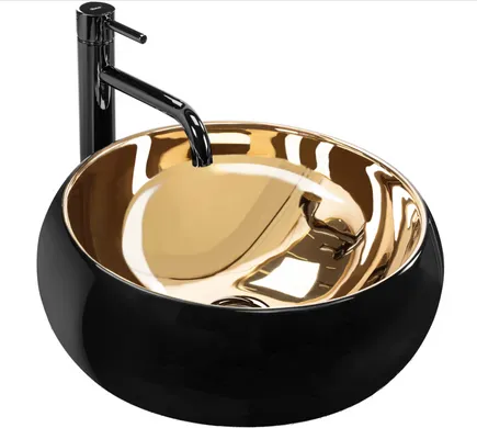 Умывальник накладной Rea Luna Black Gold 40x40 черный/золото умывальник накладной rea luna black gold 40x40 черный/золото